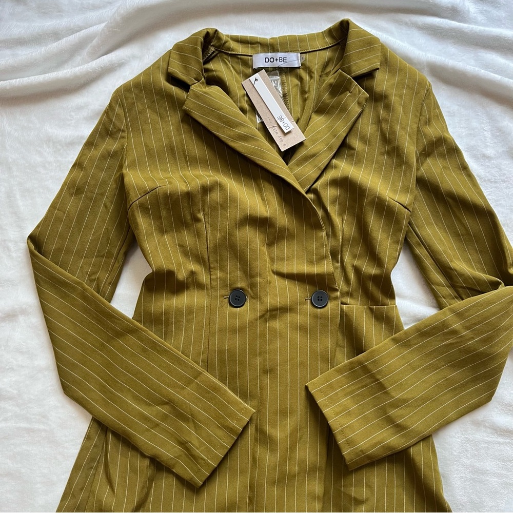 Do + Be Light Olive Green Striped Romper